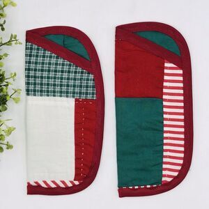 Lot of 2 Handmade Glasses Case Soft Fabric Candy Cane Red Green Padded 8"x3.5"